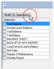 Modify GL Statements