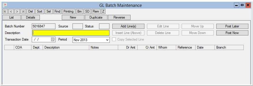 GL Batch Entry