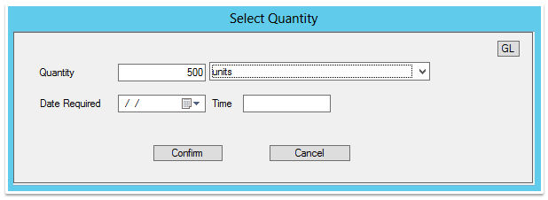 Select Quantity Window