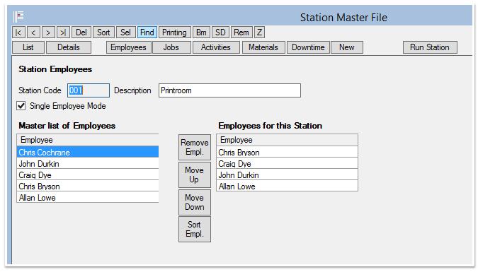 Station Master File - Employees
